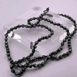 Ann Taylor Gunmetal Rhinestone Long Necklace